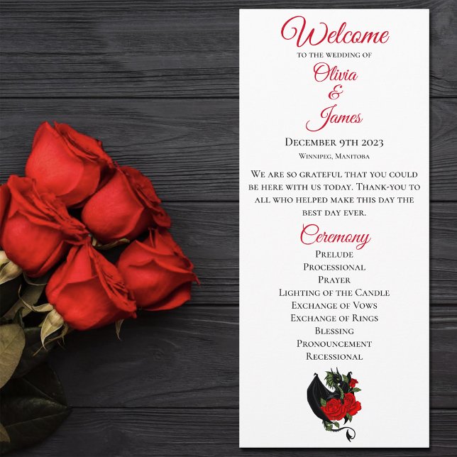 Black Dragon Red Roses Fantasy Wedding Programme (Creator Uploaded)