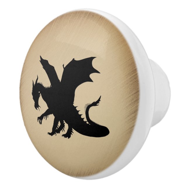 Black Dragon Rustic Background Ceramic Knob (Right)