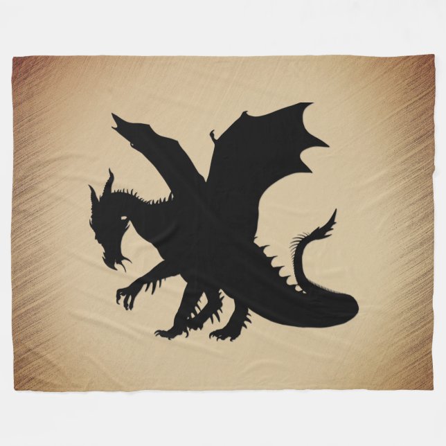 Black Dragon Rustic Background Fleece Blanket (Front (Horizontal))