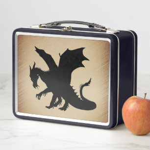 Black Dragon Rustic Background Metal Lunch Box