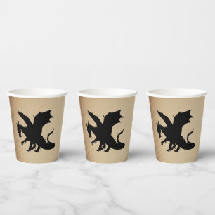 Black Dragon Rustic Background Paper Cups