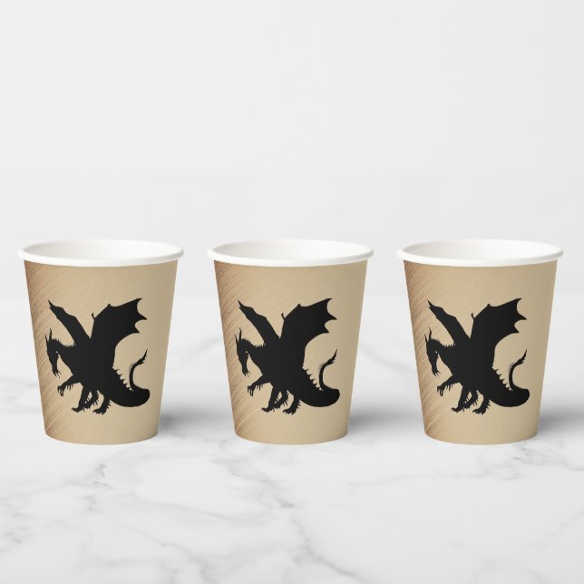 Black Dragon Rustic Background Paper Cups (Multi)
