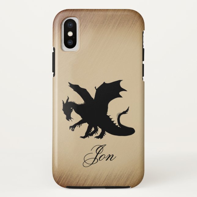 Black Dragon Rustic Background Personal Case-Mate iPhone Case (Back)