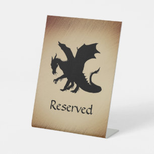 Black Dragon Rustic Background Reserved Pedestal Sign