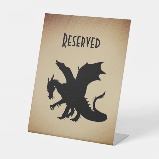 Black Dragon Rustic Background Reserved Pedestal Sign (Front)