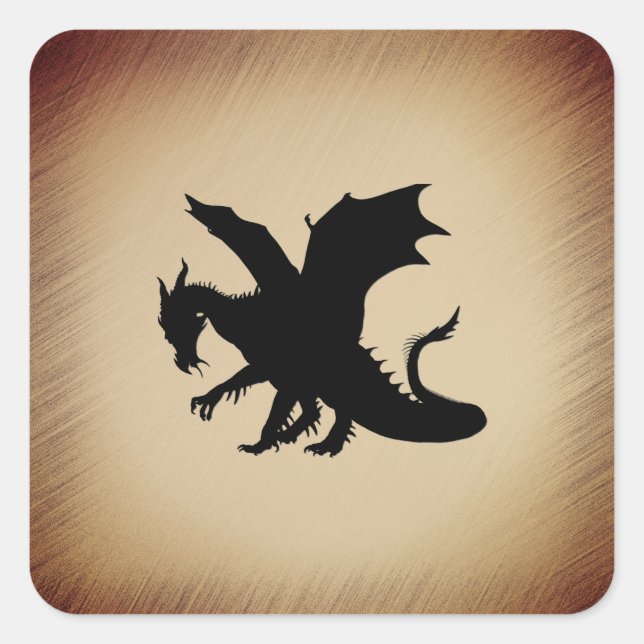 Black Dragon Rustic Background Square Sticker (Front)