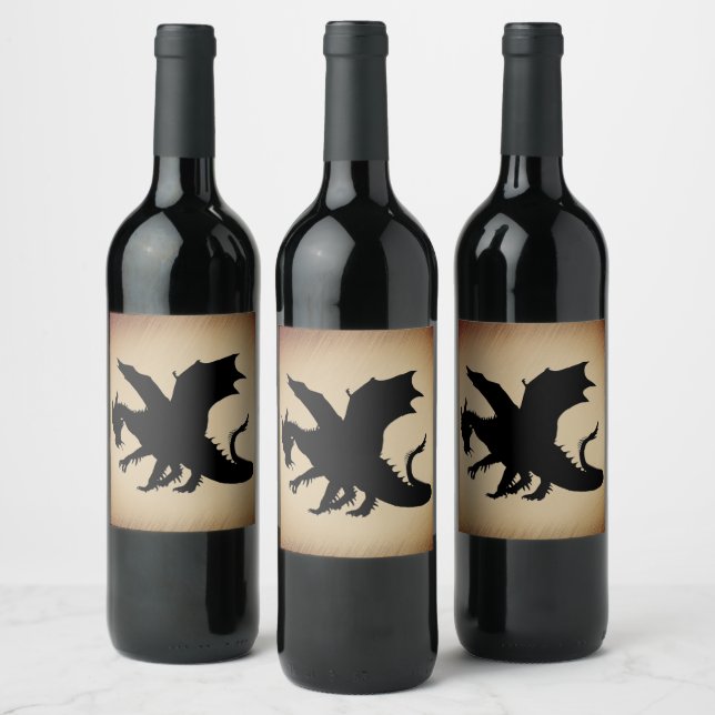 Black Dragon Rustic Background Wine Label (Bottles)