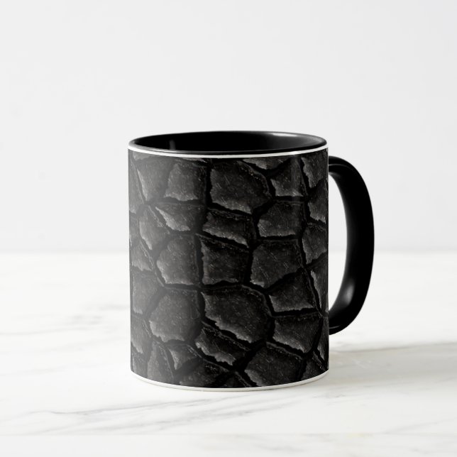 Black Dragon Scale Pattern Mug (Front Right)