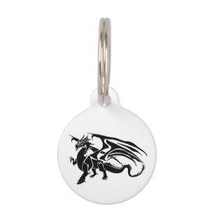 Black Dragon Silhouette Pet Tag