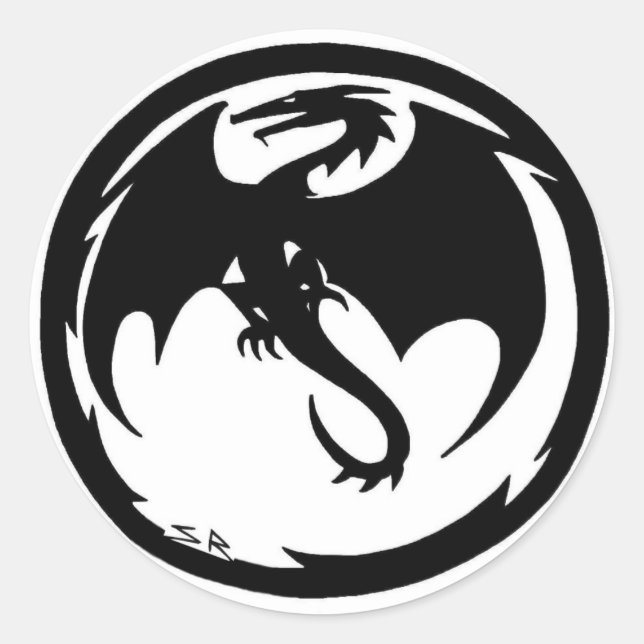 Black Dragon small round stickers (Front)