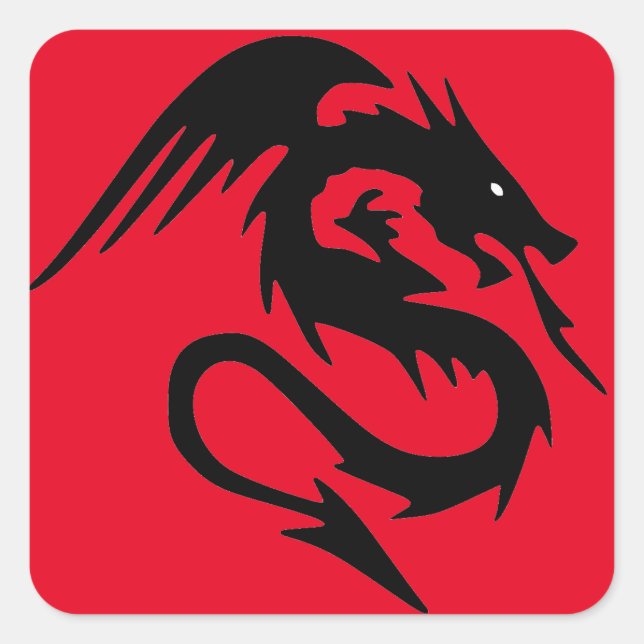 Black dragon square sticker (Front)