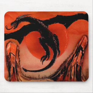 Black Dragon Taking Flight Mouse Mat