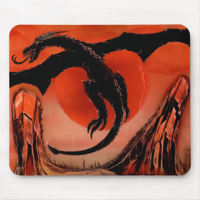 Black Dragon Taking Flight Mouse Mat (Front)