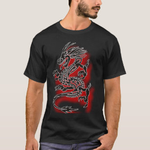 Black dragon tattoo with red shadow T-Shirt