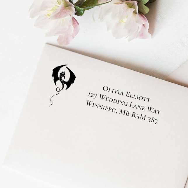Black Dragon Wedding Address Rubber Stamp (Creator Uploaded)