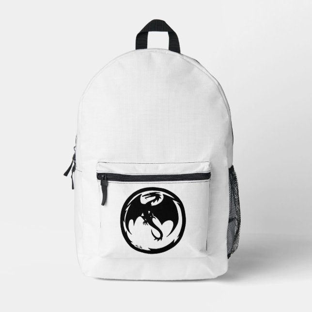 Black Dragon white backpack (Front)