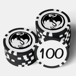 Black Dragon white black 100 striped poker chip