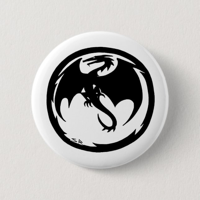 Black Dragon white button (Front)