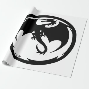 Black Dragon white glossy wrapping paper large