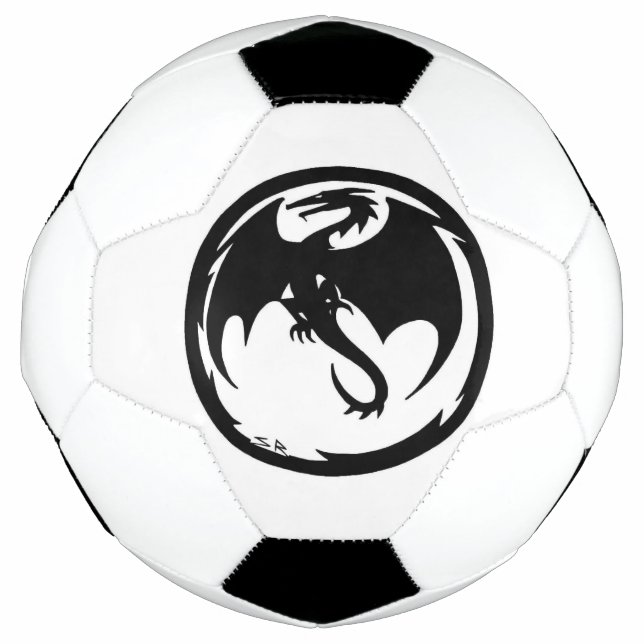 Black Dragon white soccer ball (Front)