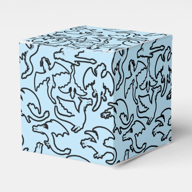 Black dragons pattern outline.b L Blue BG Favour Box (Front Side)