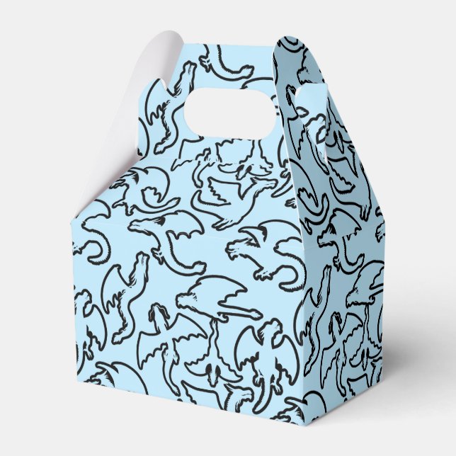 Black dragons pattern outline.b L Blue BG Favour Box (Front Side)