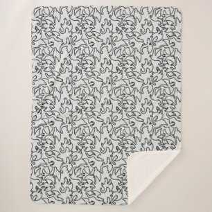 Black dragons pattern outline.b L Grey BG Sherpa Blanket