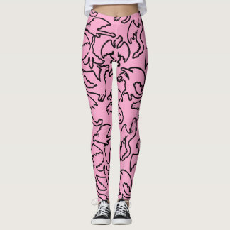 Black dragons pattern outline.b L pink BG Leggings