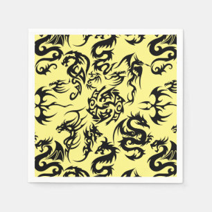 Black dragons pattern outline.b napkin