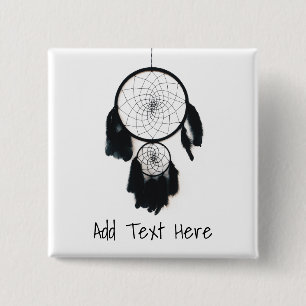 Black Dreamcatcher on White Background 15 Cm Square Badge
