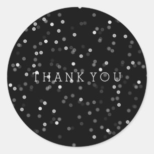 Black Dreamy Bokeh Thank You Classic Round Sticker