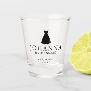 Black Dress Bridesmaid Personalised Wedding Shot Glass