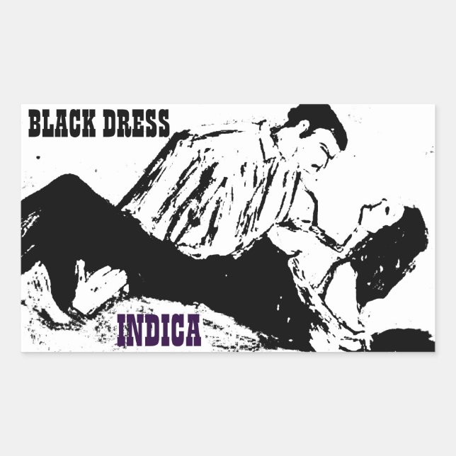 BLACK DRESS INDICA RECTANGULAR STICKER (Front)