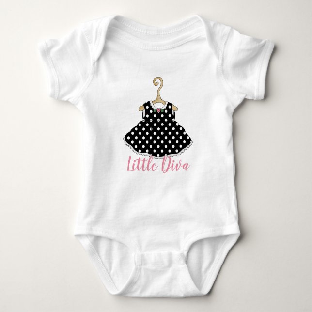 Black Dress Litte Diva Infant Creeper (Front)