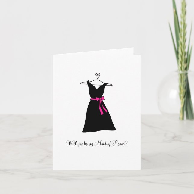 Black Dress, Will you be my Maid of Honour? Invitation (Front)