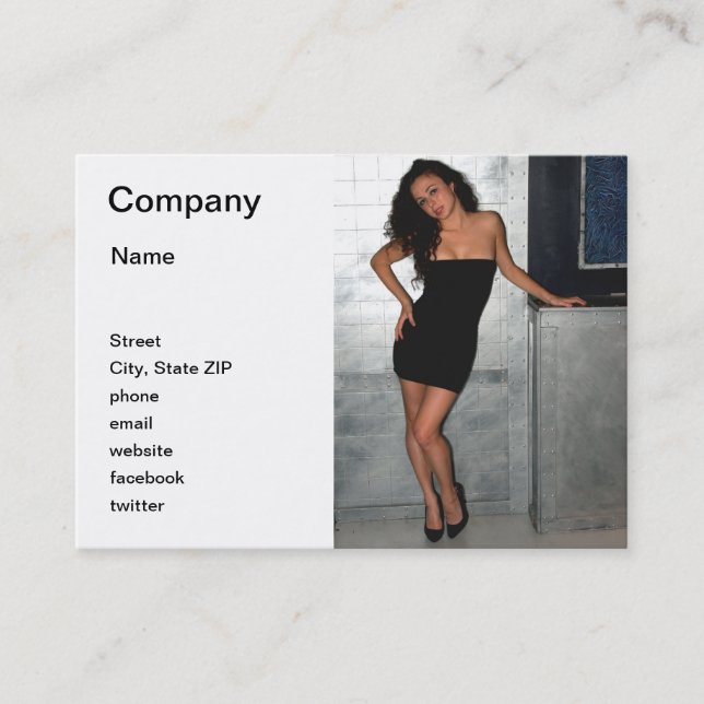 Black Dress Woman Business Card (Front)