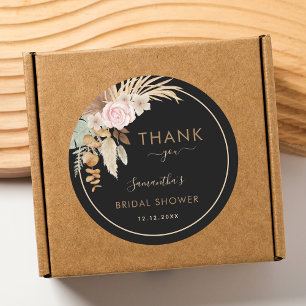 Black Dried Pampas Grass Bridal Shower Thank You Classic Round Sticker