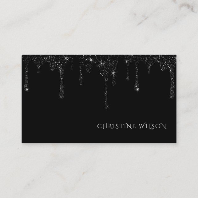 black dripping glitter business card (Front)