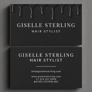 Black Dripping Luxe Hair Stylist Business Card