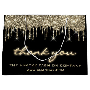 Black Drips Thank Shopping Name Boutique Shop Large Gift Bag