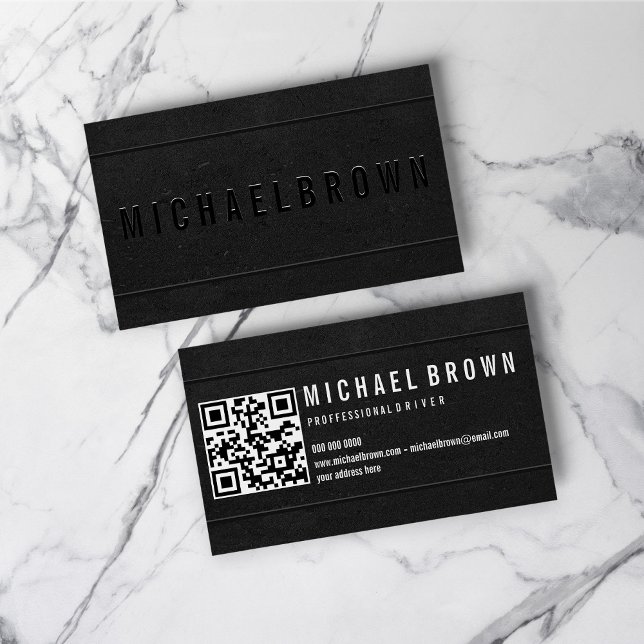 Black Driver Minimalist Bold Modern QR code Business Card (Black Driver Minimalist Bold Modern QR code Business Card)