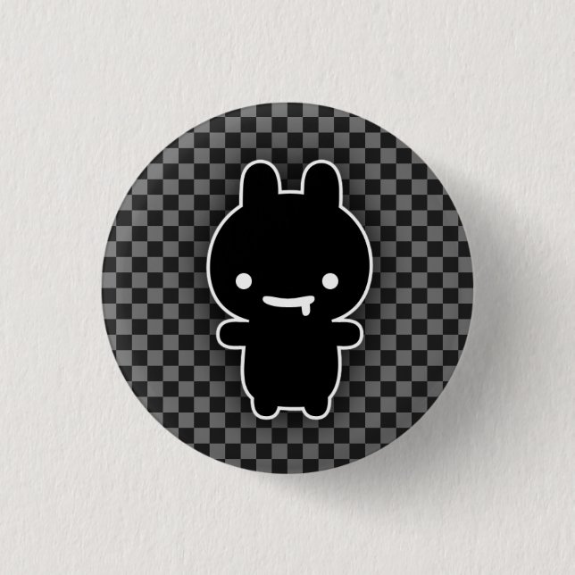 Black Drooling Bunny Button (Front)