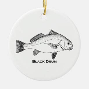 Black Drum Fish Ceramic Tree Decoration