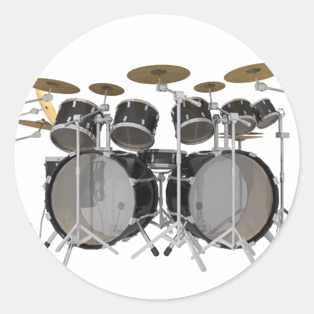 Black Drum Kit: 10 Piece: Classic Round Sticker (Front)