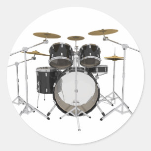 Black Drum Kit: Classic Round Sticker