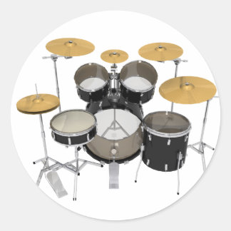Black Drum Kit: Classic Round Sticker