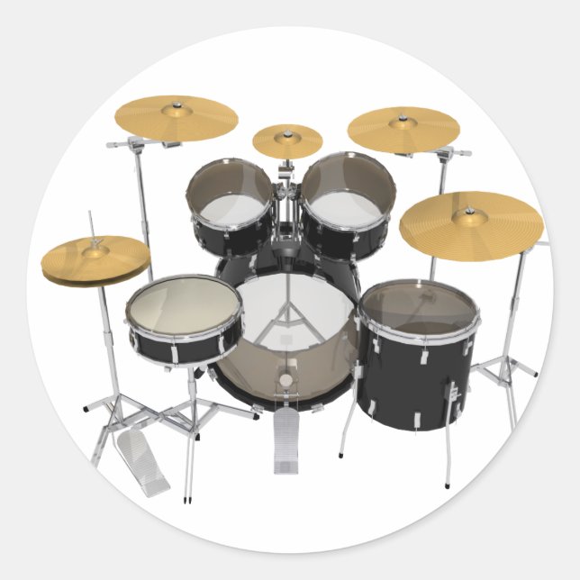 Black Drum Kit: Classic Round Sticker (Front)