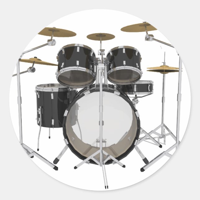 Black Drum Kit: Classic Round Sticker (Front)