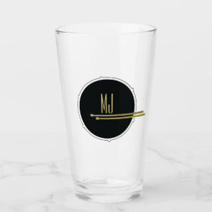 Black Drums Cool Modern Music Monogrammed Glass