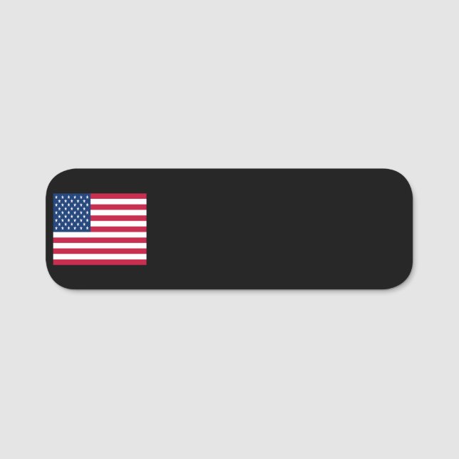 Black Dry Erase American Flag Name Tag  (Front)
